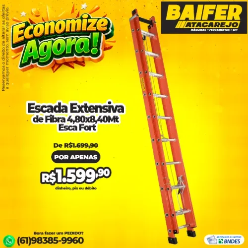 Escada Extensiva Fibra de Vidro 4,80x8,40Mt Esca Fort