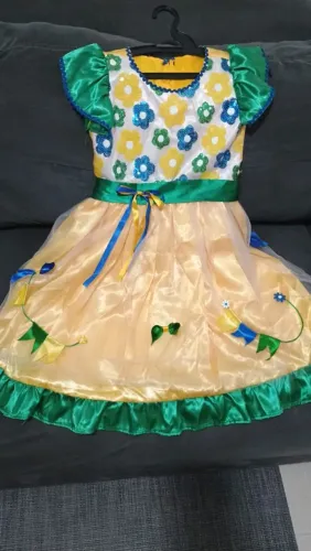 Vestido infantil feminino para festa junina/copa do mundo 