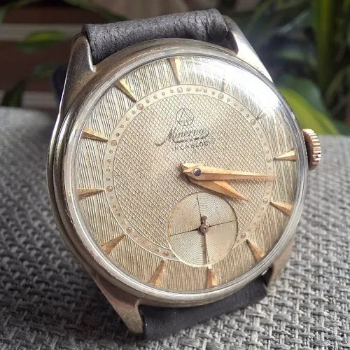 Relogio Minerva Vintage Anos 50 Calibre 48 In-House Mostrador Honeycomb