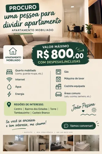 PROCuro mulheres para dividir apartamento em João Pessoa!