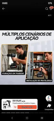 Furadeira parafusadeira de impacto motor s escova