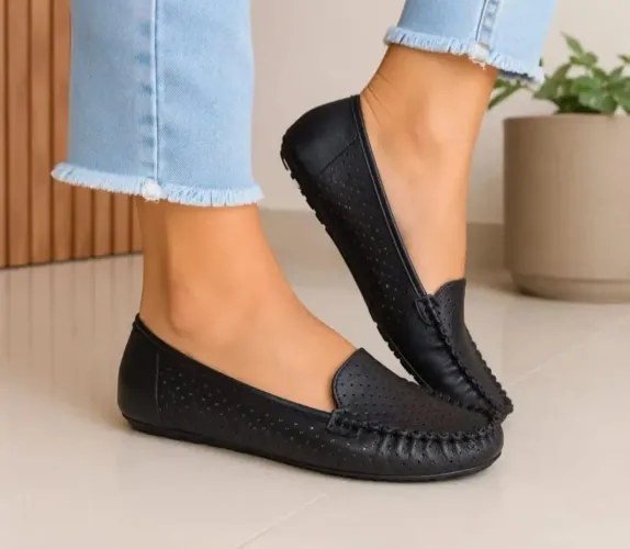 Sapatilha Mocassim Feminino Vizzano Camurça Preto Novo Original