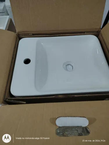 Cuba para Banheiro de Apoio Louça Retangular Branca 35x44,8cm com Mesa Flow Kohler