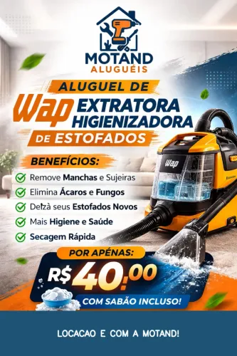 Aluguel de Extratora WAP | Deixe seus estofados limpos e renovados por R$ 40,00! ?