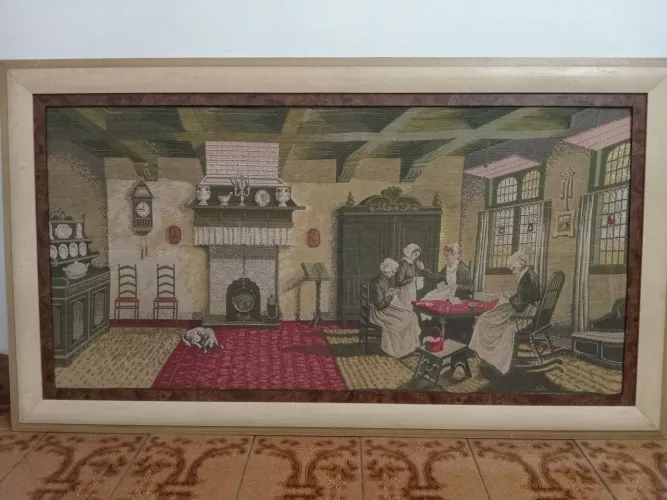 Quadro antigo tapeçaria gobelin