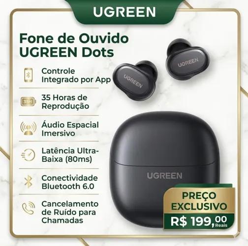 Fone Bluetooth Ugreen Dots Premium (Original e Lacrado)