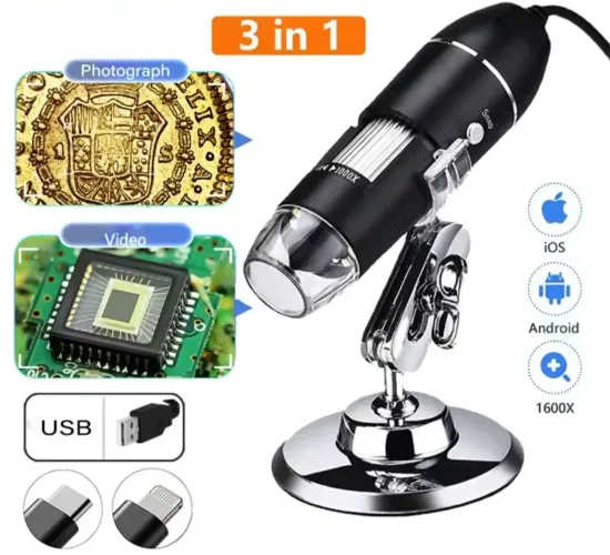 Microscópio Digital para Manutenção de Celular e Tablet, Hobby, Estudo, Etc. 1000x