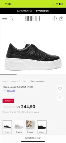 Tenis santa lolla plataforma tamanho 34