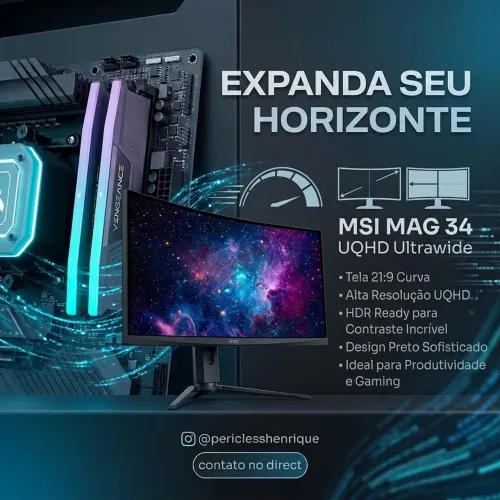 Monitor MSI MAG 34" UQHD 180Hz Curvo