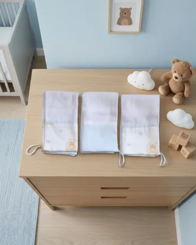 Kit com 3 Paninhos de Boca Babete com Fralda Valletex Premium e Estampa em Tricoline