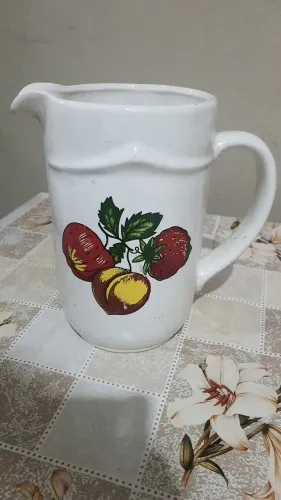Jarra de Porcelana Antiga desenho Frutas 20cm