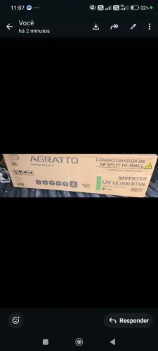 Ar condicionado Agratto 12mil BTUs novo!