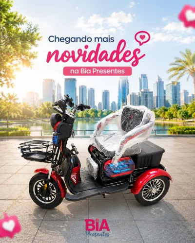 Triciclo elétrico Bonmad 1000w com cesta e garupa Vel Max 45