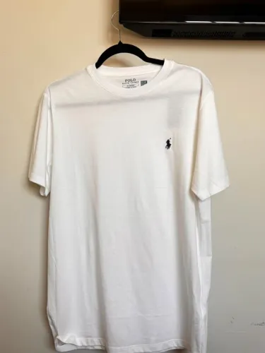 Camiseta Polo Ralph Lauren Branca com Bordado Preto Tamanho M