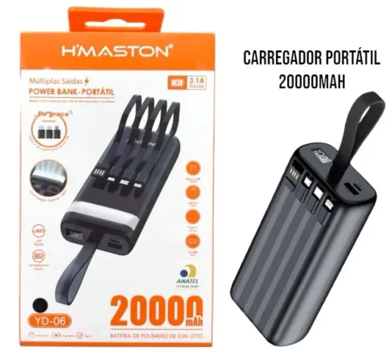 O Power Bank H'Maston 20.000mAh Universal Turbo é perfeito