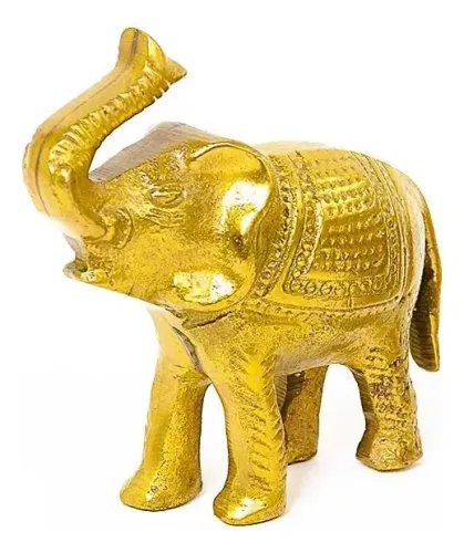 Escultura em bronze maciço indiano representando elefante *Descrição