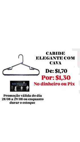 Cabide com cavas promoção Kaká manequins