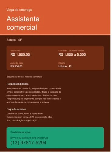 Vaga: Assistente Comercial
