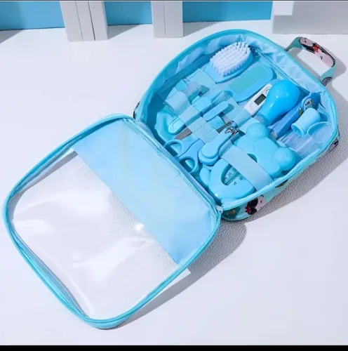 Kit higiene bolsa+ 13 itens p/ bebê cor azul