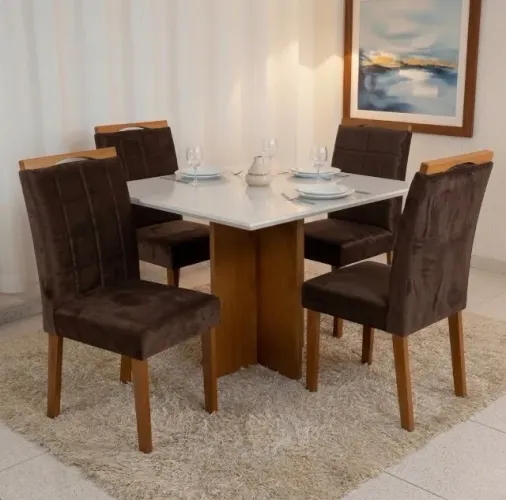 Conjunto Versátil 90 com 4 Cadeiras Marrons