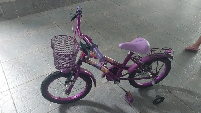 Bicicleta feminina Princesa Sofia (Lilás); calha de alumínio