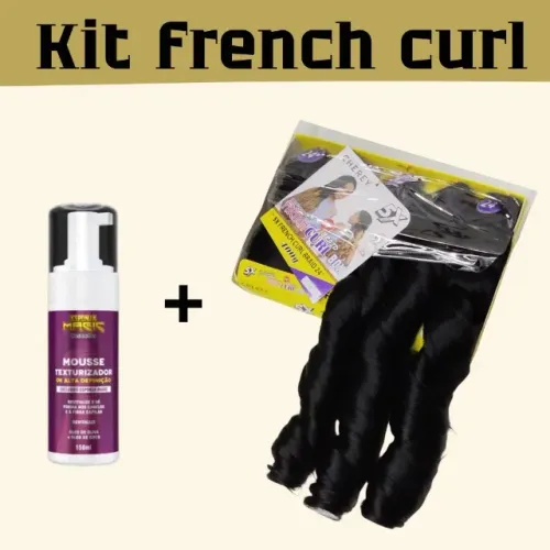 Kit French Curls Preto 400g + Mousse Texturizador Espuma Magic 150ml | Ideal para Trança