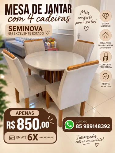 Mesa de 4 cadeiras usada