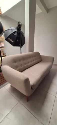 Sofá 3 lugares linho cru tok&stok
