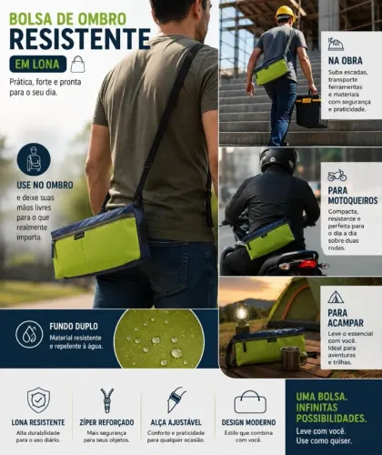 Bolsa de ombro masculina multiuso longa
