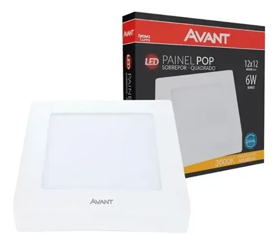Luminária Painel LED Sobrepor Quadrado 6W 6500K 12x12CM Bivolt Avant