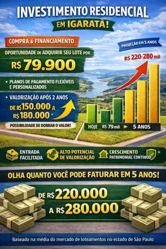 Residencial Encontro das Águas, Igaratá - SP, com entrada a partir de R$19.990,00