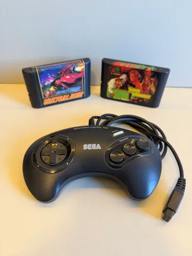 controle sega mega drive e duas fitas cartuchos jogos | campinas/sp