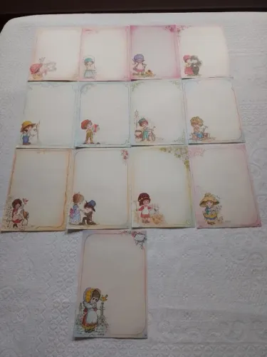 Papel de carta dos anos 80 - conjunto com 13 papéis