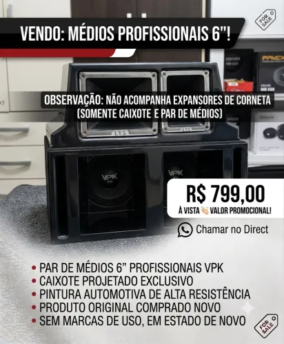 médios 6 polegadas + caixote 