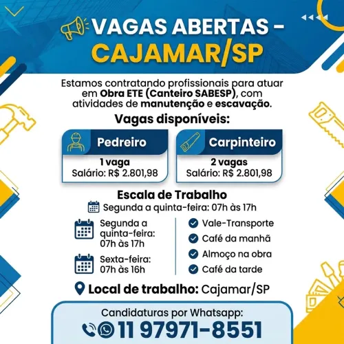 Vagas construção civil Cajamar