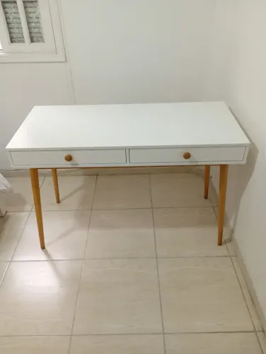 Escrivaninha Penteadeira Liva 2 Gavetas 120 cm x 53 cm Branca