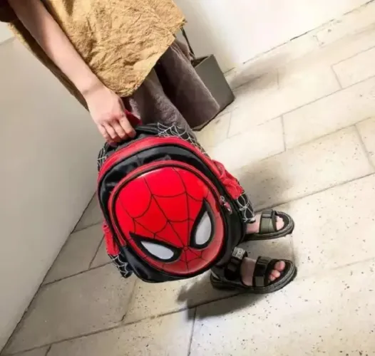 Mochila Homem Aranha 3d Bolsa Spider Man Com Alças Preta Nova