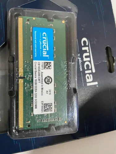 Vendo Memória RAM Notebook Ddr4 3200mhz 16gb verde Crucial novinha