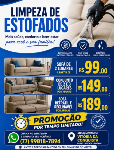 LIMPEZA E HIGIENIZAÇÃO DE ESTOFADOS