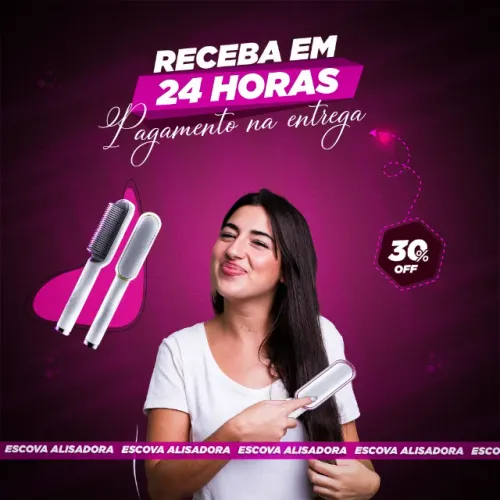 Escova Alisadora Hair 3 em 1 - PAGUE SÓ NA ENTREGA