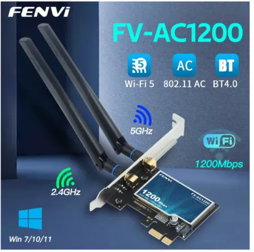 Adaptador Wi-Fi Fenvi AC1200 PCI-E BT 4.0