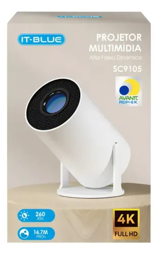 Mini Projetor Portátil 4k Android Full Hd Smart Wifi It-blue Branco