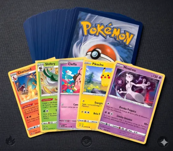 Cartas Pokémon 50 Cartas Originais +10 Brilhantes + 2 Pokémon Lendários (sem repetição)
