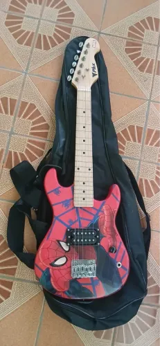 Kit Guitarra Infantil Phx Marvel Homem Aranha Cor Vermelho - Homem Aranha + Cubo Sheldon