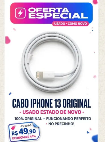 Cabo pouco tempo de uso pra iPhone 13 no pretinho pra vender logo original