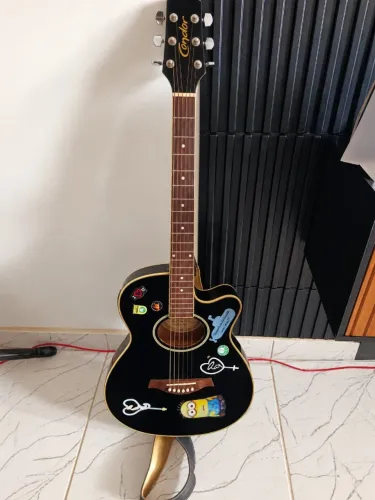 Violão Condor Preto de Aço - Corpo Fino Slim - Cutaway - 6 Cordas