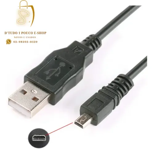 Este objeto é um cabo adaptador USB Fêmea para Mini USB (V3) Macho 48CM