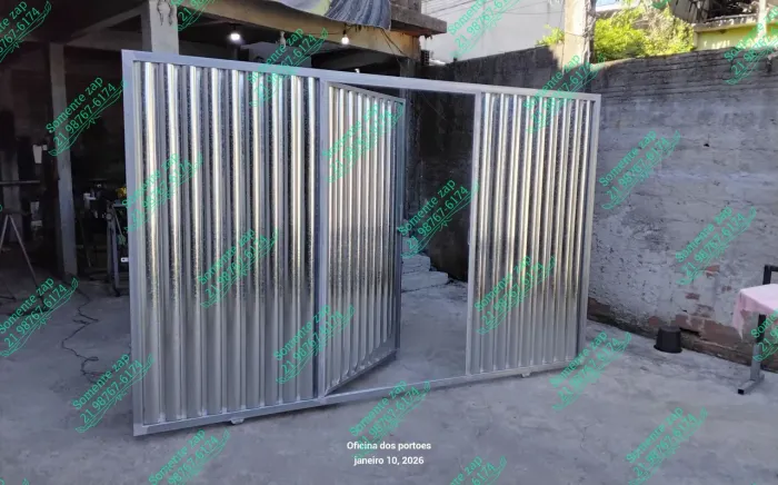 Portao garagem galvanizado Modelo robusto 2,15 A x 3,22 L com entrega pague na entrega