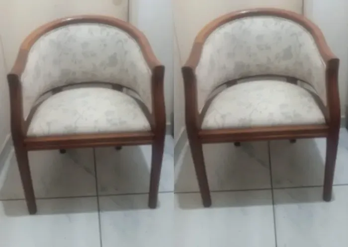 Par Poltrona Curva Madeira Nobre Mogno