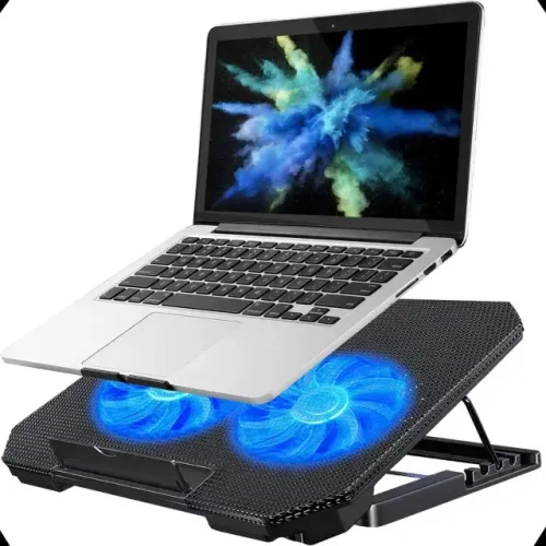 SUPORTE NOTEBOOK C/ 2 COOLER 120mm LED AZUL 